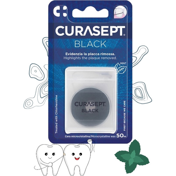 Czarna nić woskowana z miętą 50 m