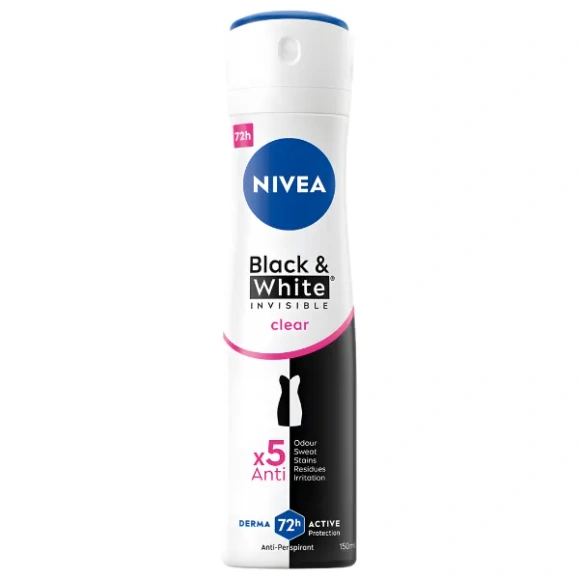 Black White Invisible Clear 72H antyperspirant w sprayu damski 150 ml