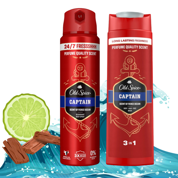 Captain zestaw prezentowy dla mężczyzny dezodorant w sprayu 150 ml i żel pod prysznic 3w1 250 ml