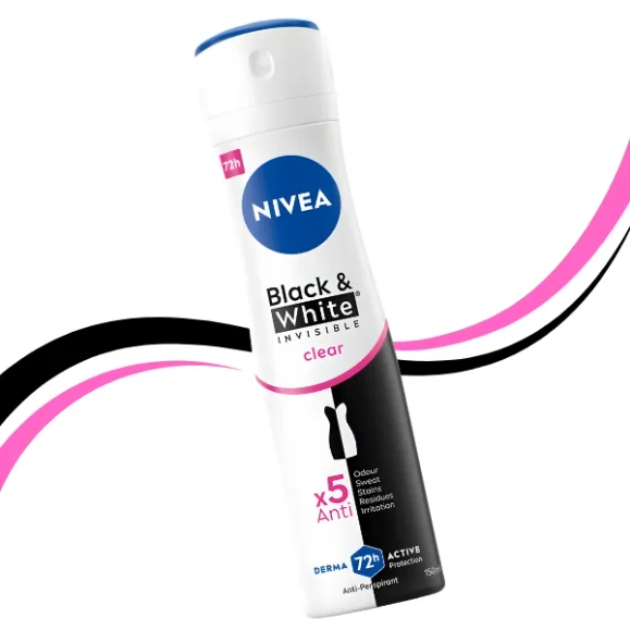 Black White Invisible Clear 72H antyperspirant w sprayu damski 150 ml