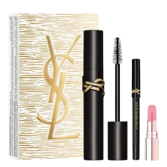 Zestaw tusz + mini kredka do oczu + mini balsam do ust